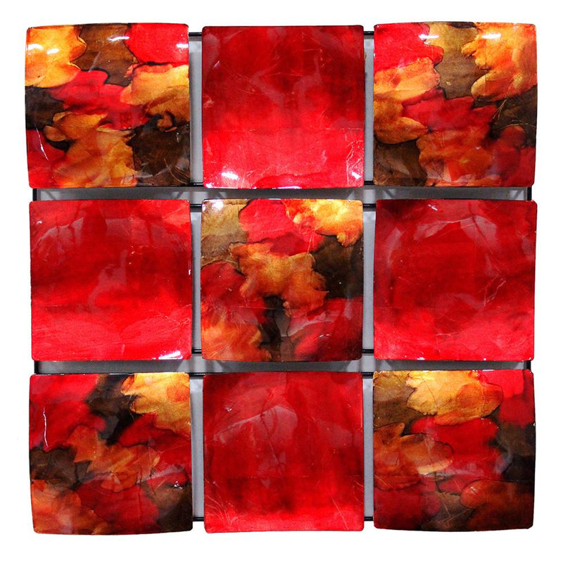 Walls Metal Wall Decor - 24'.5" X 2'.5" X 24'.5" Copper, Red And Gold Metal 9-Panel Square Wall Decor HomeRoots
