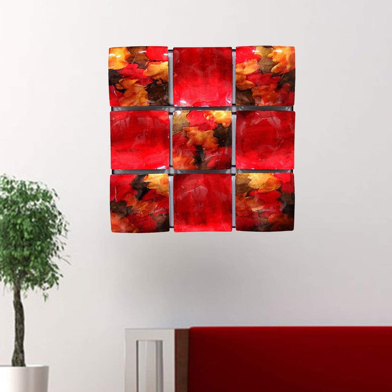 Walls Metal Wall Decor - 24'.5" X 2'.5" X 24'.5" Copper, Red And Gold Metal 9-Panel Square Wall Decor HomeRoots
