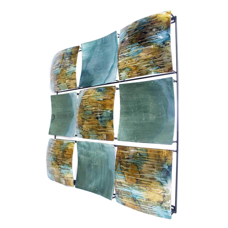 Walls Metal Wall Decor - 24'.5" X 2'.5" X 24'.5" Turquoise, Copper and Bronze Metal Panel Square Wall Decor HomeRoots
