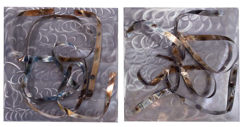 Walls Metal Wall Decor - 24" X 10" X 24" Metallic Multi Color Metal Steel Swirls On Plaque Square Wall Panel Se HomeRoots