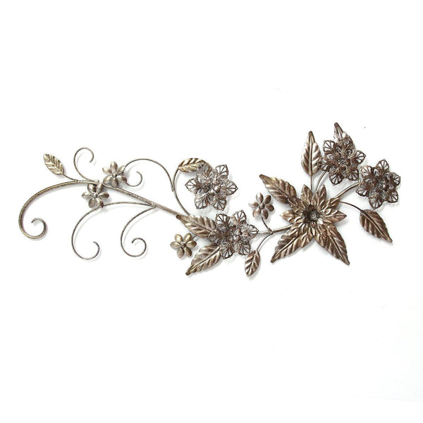 Walls Metal Wall Decor - 26" X 0.75" X 10" Silver Floral River Bend Wall Decor HomeRoots