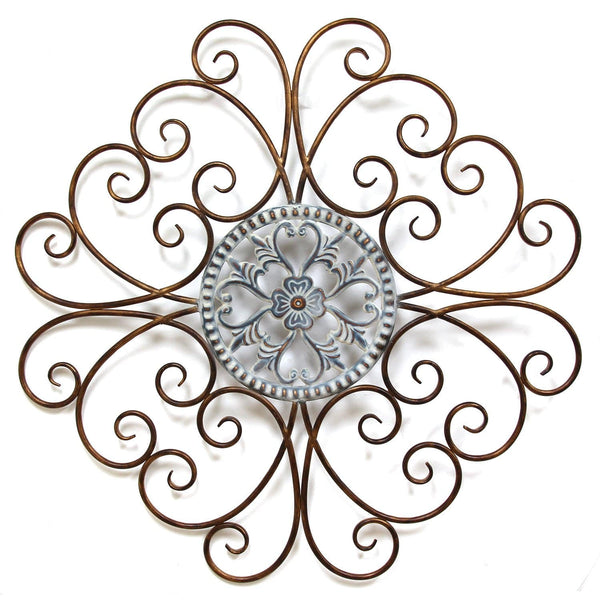 Walls Metal Wall Decor - 28" X 0.5" X 28" Bronze Scroll Medallion Wall Decor HomeRoots