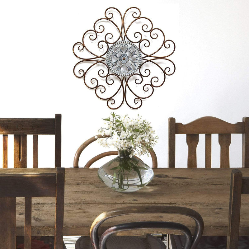 Walls Metal Wall Decor - 28" X 0.5" X 28" Bronze Scroll Medallion Wall Decor HomeRoots
