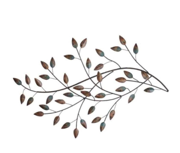 Walls Metal Wall Decor - 29.5" X 0.75" X 17.5" Green Blowing Leaves Wall Decor HomeRoots