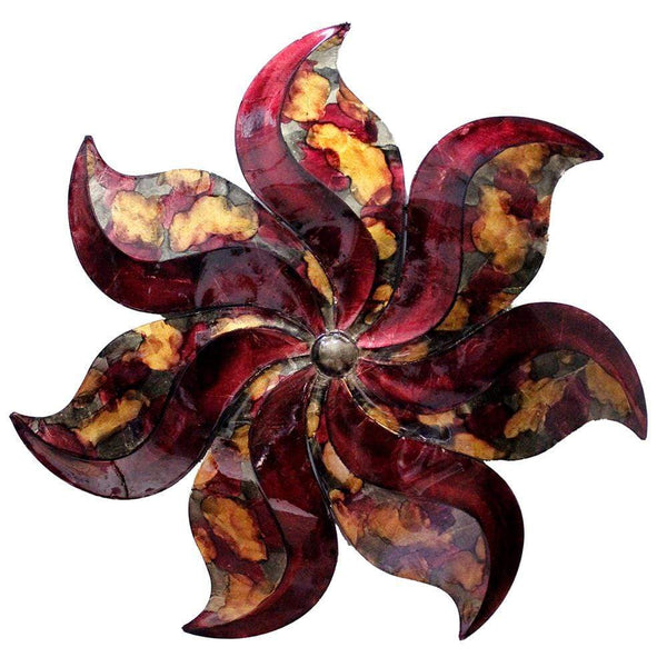 Walls Metal Wall Decor - 29" X 2" X 29" Burgundy, Copper And Brown Metal Large Flower Wall D√©cor HomeRoots
