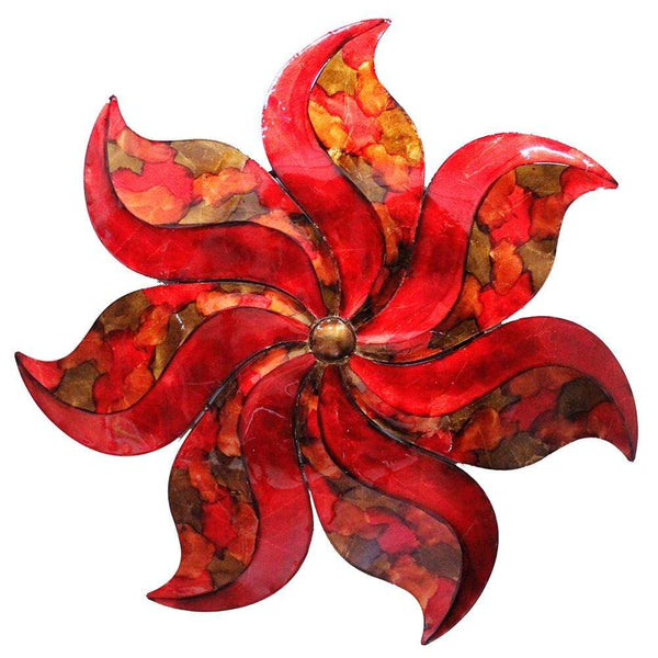 Walls Metal Wall Decor - 29" X 2" X 29" Copper, Red And Gold Metal Large Flower Wall D√©cor HomeRoots