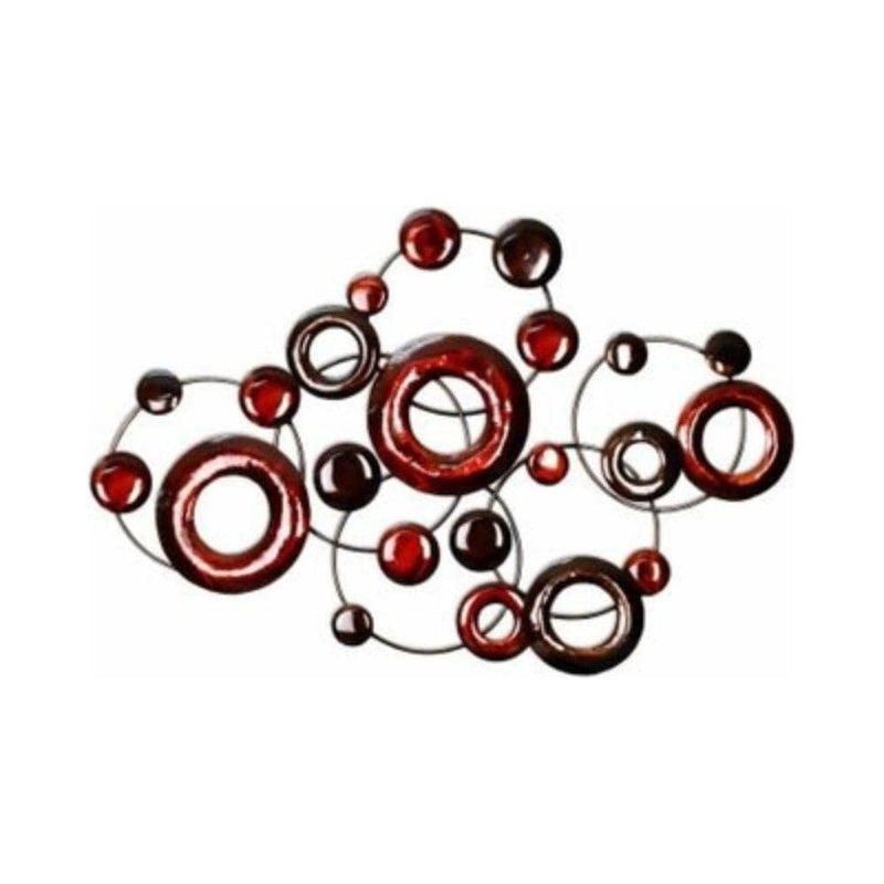 Walls Metal Wall Decor - 32" X 1.4" X 22" Red Metallic Circles Wall Decor HomeRoots