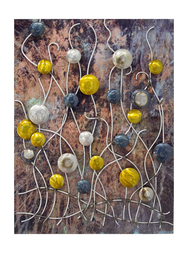 Walls Metal Wall Decor - 34" X 5" X 27" Metallic Multi Color Metal Vertical Wall Panel With D Metal Circles And Stems HomeRoots