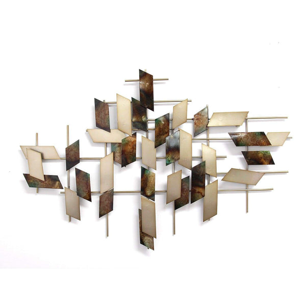 Walls Metal Wall Decor - 35.5" X 2" X 23.5" Multi-color Modern Mosaic Wall Decor HomeRoots