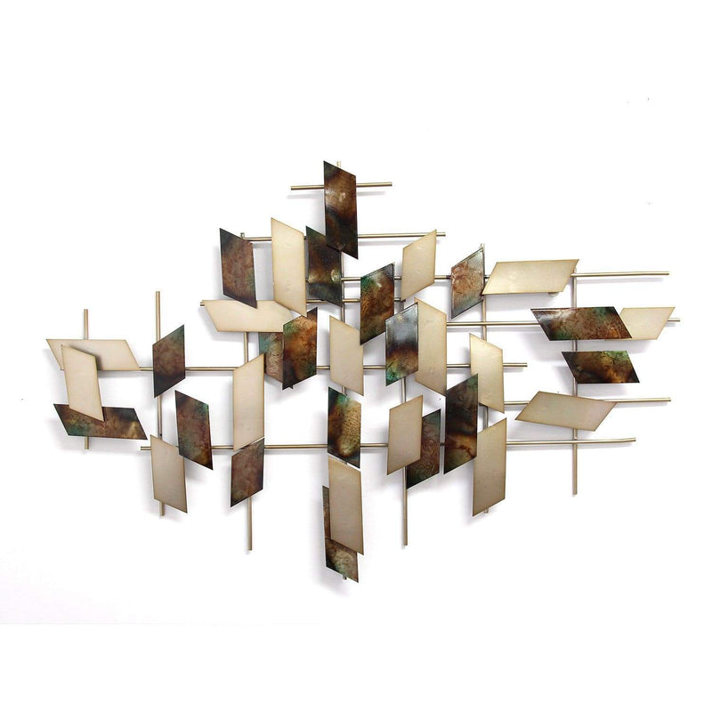 Walls Metal Wall Decor - 35.5" X 2" X 23.5" Multi-color Modern Mosaic Wall Decor HomeRoots