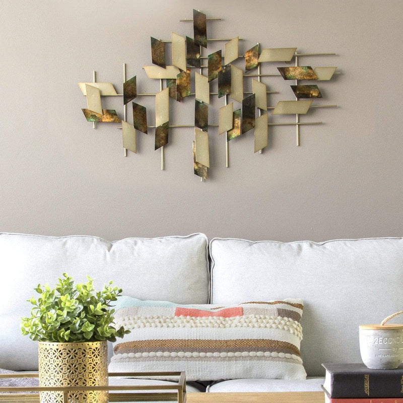 Walls Metal Wall Decor - 35.5" X 2" X 23.5" Multi-color Modern Mosaic Wall Decor HomeRoots