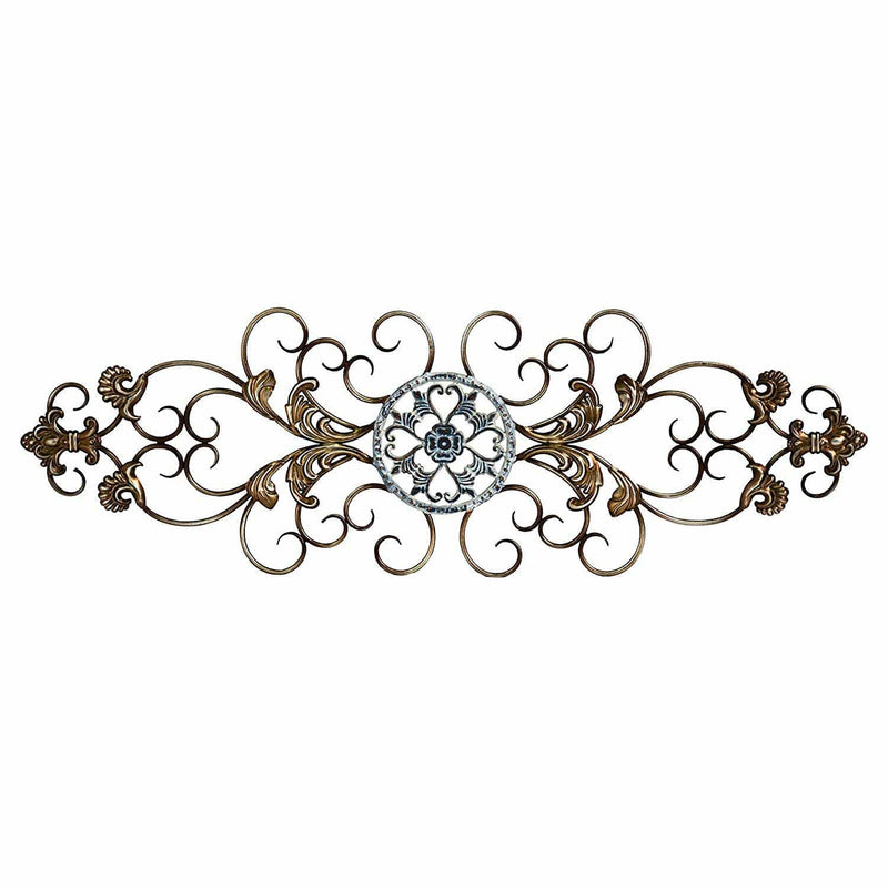 Walls Metal Wall Decor - 36" X 0.5" X 11.5" Champagne Traditional Scroll Wall Decor HomeRoots
