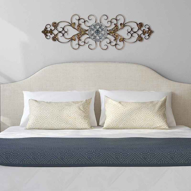 Walls Metal Wall Decor - 36" X 0.5" X 11.5" Champagne Traditional Scroll Wall Decor HomeRoots