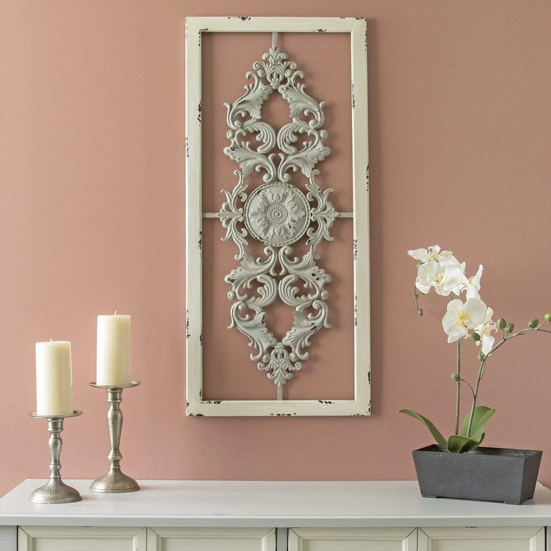 Walls Metal Wall Decor - 36" X 0.63" X 16" Gray Scroll Panel Wall D√©cor HomeRoots