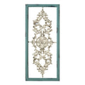 Walls Metal Wall Decor - 36" X 0.75" X 16" Teal on White Scroll Panel Wall Decor HomeRoots