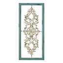 Walls Metal Wall Decor - 36" X 0.75" X 16" Teal on White Scroll Panel Wall Decor HomeRoots