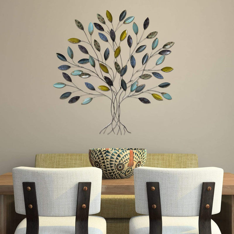 Walls Metal Wall Decor - 36" X 1.75" X 33" Multi-color Whimsical Tree Wall Decor HomeRoots