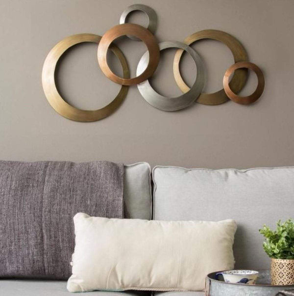 Walls Metal Wall Decor - 37.25" X 2" X 20" Multi Metallic Rings Wall D√©cor HomeRoots
