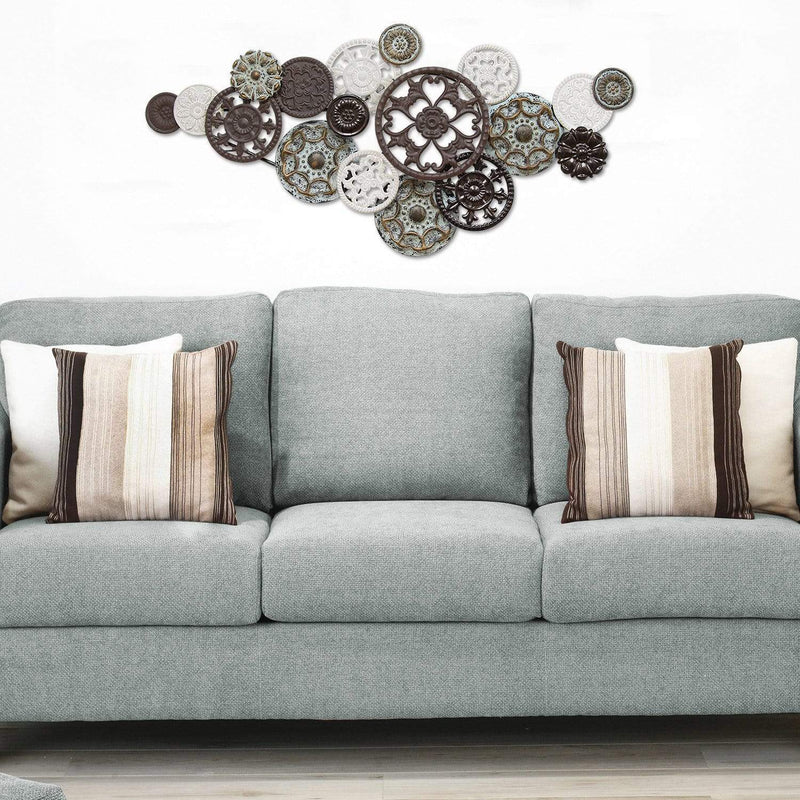 Walls Metal Wall Decor - 37.5" X 1.5" X 17.5" Antique Medallion Cluster Wall Decor HomeRoots