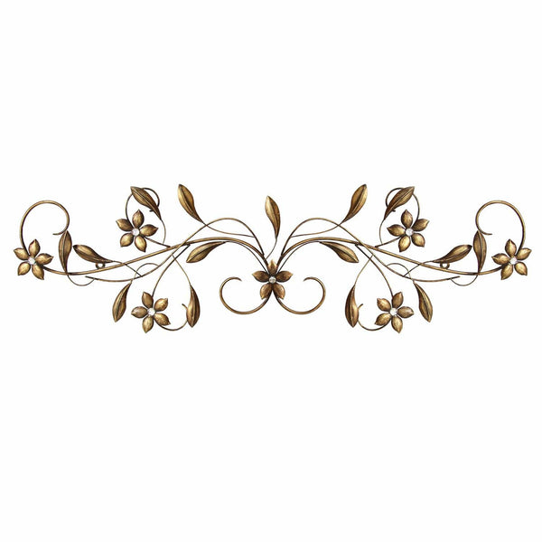 Walls Metal Wall Decor - 37.5" X 1" X 10.5" Antique Gold Vintage Scroll Wall Decor HomeRoots
