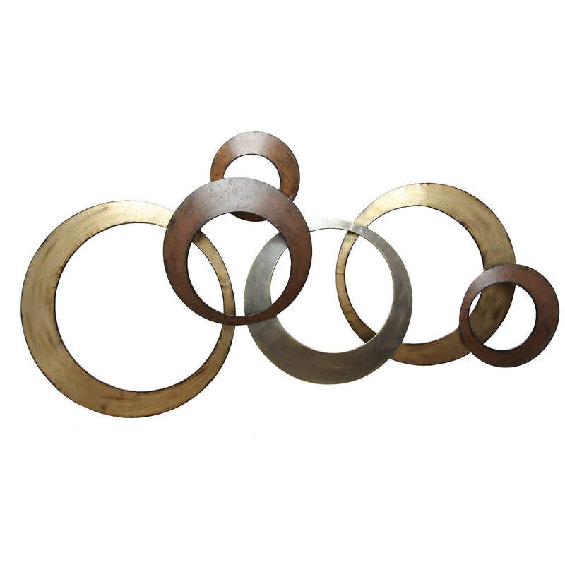 Walls Metal Wall Decor - 37.99" X 1.97" X 18.7" Metallic Rings Wall Decor HomeRoots
