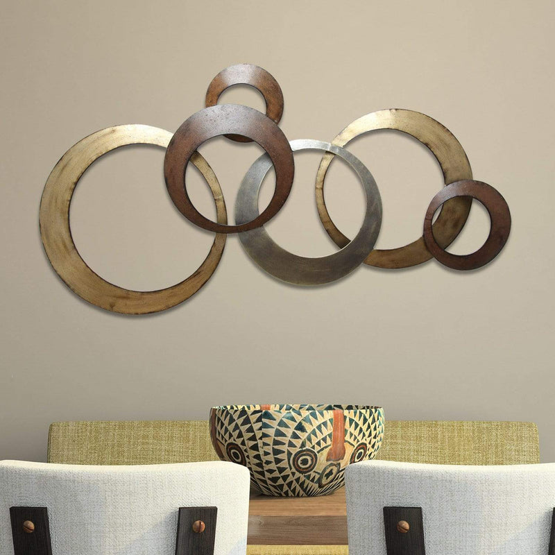 Walls Metal Wall Decor - 37.99" X 1.97" X 18.7" Metallic Rings Wall Decor HomeRoots