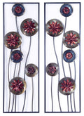 Walls Metal Wall Decor - 39" X 6" X 15" Metallic Multi-Color Metal Garden Abstracted Floral Vertical Wall Panel Set HomeRoots