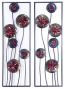 Walls Metal Wall Decor - 39" X 6" X 15" Metallic Multi-Color Metal Garden Abstracted Floral Vertical Wall Panel Set HomeRoots