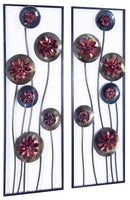 Walls Metal Wall Decor - 39" X 6" X 15" Metallic Multi-Color Metal Garden Abstracted Floral Vertical Wall Panel Set HomeRoots