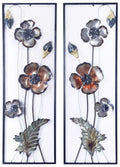 Walls Metal Wall Decor - 39" X 6" X 15" Metallic Multi-Color Metal Garden Primrose Vertical Wall Panel Set HomeRoots