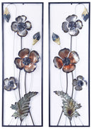 Walls Metal Wall Decor - 39" X 6" X 15" Metallic Multi-Color Metal Garden Primrose Vertical Wall Panel Set HomeRoots