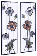 Walls Metal Wall Decor - 39" X 6" X 15" Metallic Multi-Color Metal Garden Primrose Vertical Wall Panel Set HomeRoots