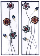 Walls Metal Wall Decor - 39" X 6" X 15" Metallic Multi-Color Metal Garden S And Blooms Vertical Wall Panel Set HomeRoots