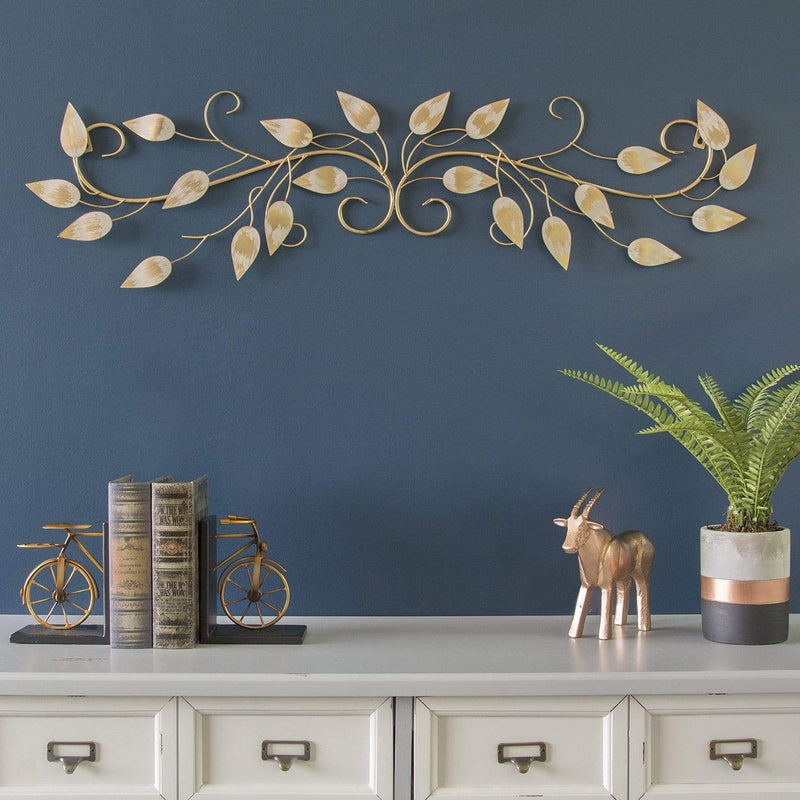 Walls Metal Wall Decor - 40" X 0.75" X 11" Brushed Gold Over The Door Scroll Wall Decor HomeRoots
