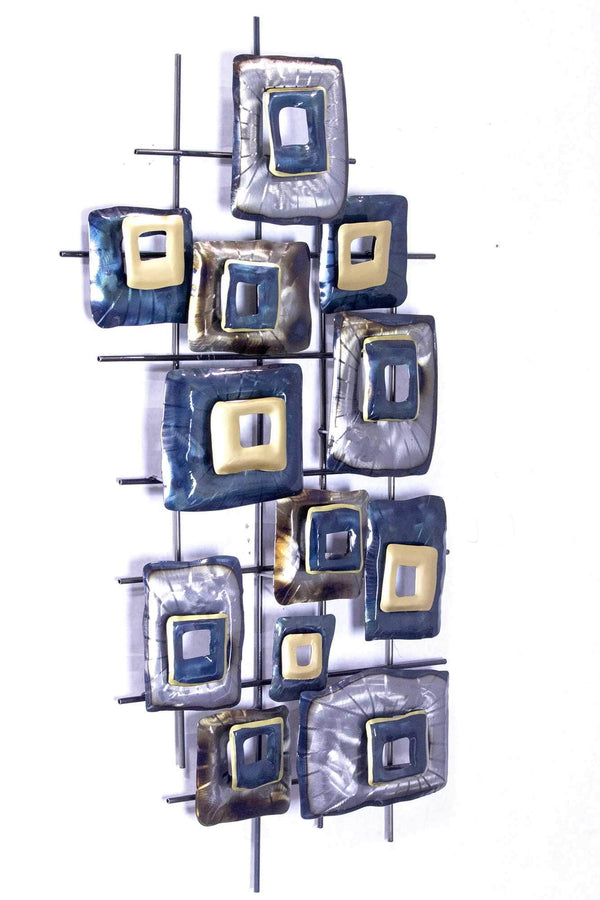 Walls Metal Wall Decor - 40" X 6" X 24" Metallic Multi Color Metal Clustered Rectangles Wall D√©cor HomeRoots