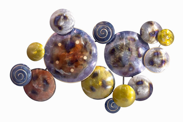 Walls Metal Wall Decor - 41" X 6" X 26" Metallic Multi Color Metal Floating Circles Wall D√©cor HomeRoots