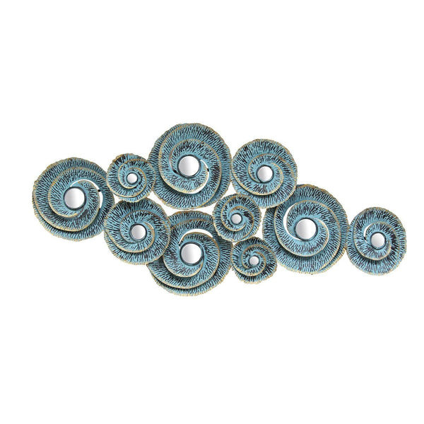 Walls Metal Wall Decor - 50.5" X 3" X 23.25" Distressed Blue Decorative Waves Metal Wall Decor HomeRoots