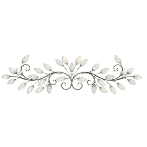 Walls Metal Wall Decor - 51" X 1" X 15" White Brushed Pearl Over The Door Wall Decor HomeRoots