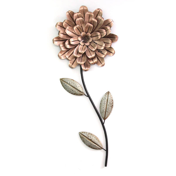 Walls Metal Wall Decor - 8.66" X 0.98" X 21.46" Pink and Green Romantic Flower Stem Wall Decor HomeRoots