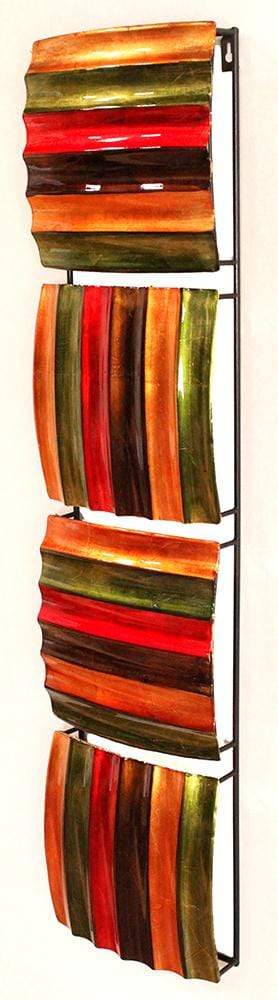 Walls Metal Wall Decor - 8" X 1'.5" X 33" Green, Red, Copper And Brown Metal Vertical Panel Wall Decor HomeRoots