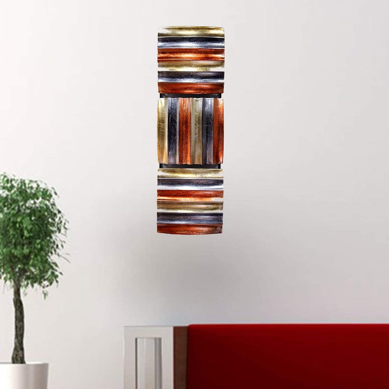 Walls Metal Wall Decor - 8" X 2'.75" X 24'.5" Copper, Gold And Pewter Metal Vertical 3-Panel Metal Wall Decor HomeRoots