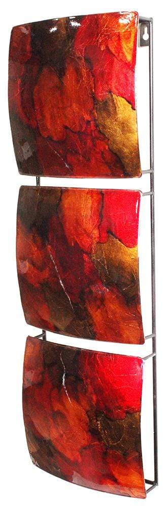 Walls Metal Wall Decor - 8" X 2'.75" X 24'.5" Copper, Red And Gold Metal Vertical 3-Panel Metal Wall Decor HomeRoots