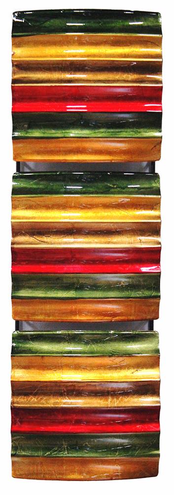 Walls Metal Wall Decor - 8" X 2'.75" X 24'.5" Green, Red, Copper And Brown Metal Vertical 3-Panel Metal Wall Decor HomeRoots