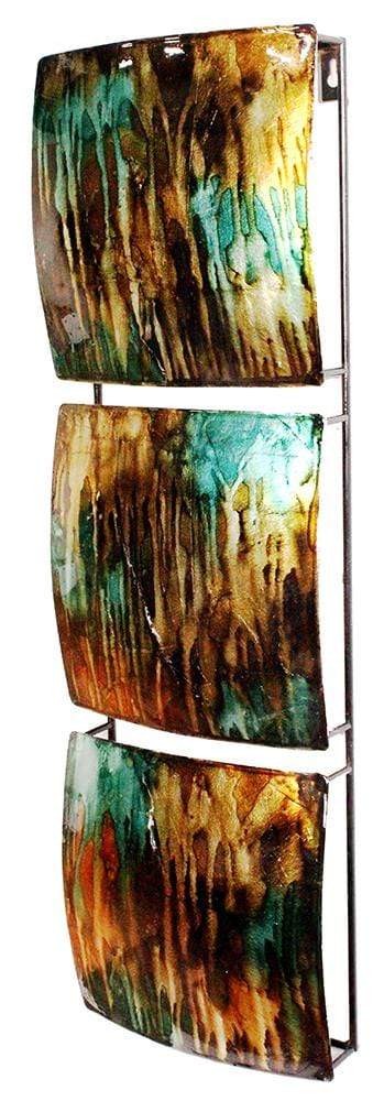 Walls Metal Wall Decor - 8" X 2'.75" X 24'.5" Turquoise, Copper And Bronze Metal Vertical 3-Panel Metal Wall Decor HomeRoots