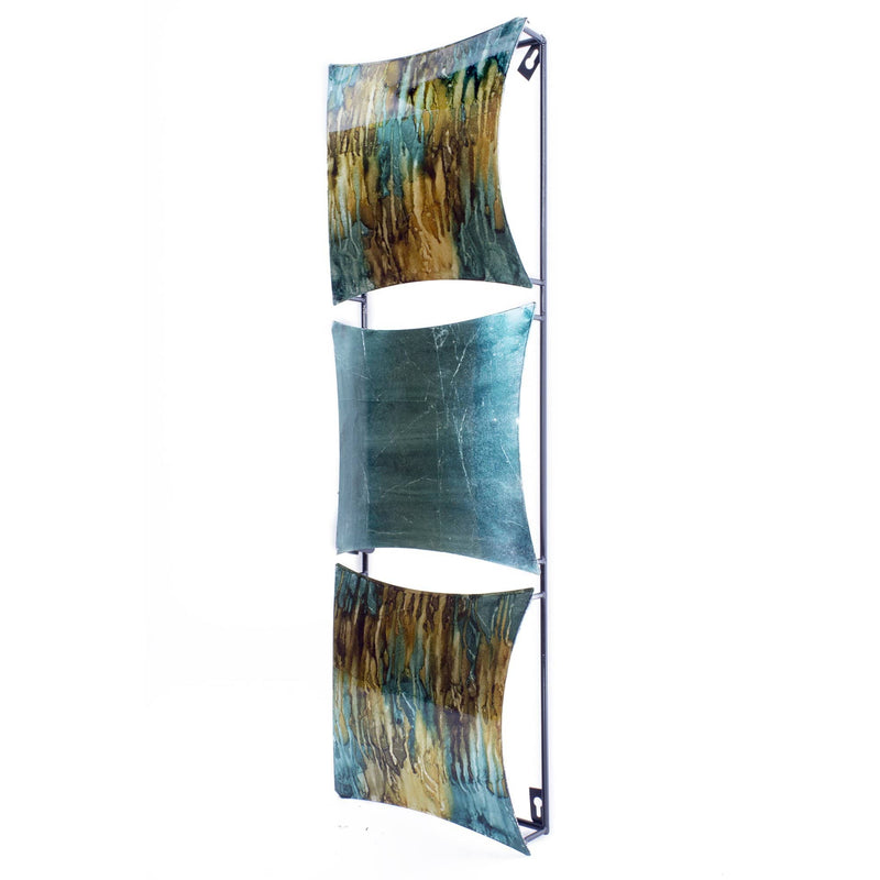 Walls Metal Wall Decor - 8" X 2'.75" X 24'.5" Turquoise, Copper and Bronze Metal Vertical Panel Wall Decor HomeRoots