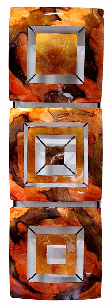 Walls Metal Wall Decor - 8" X 2'.75" X 25" Copper, Brown And Orange Metal Vertical 3-Panel Metal Wall Decor HomeRoots