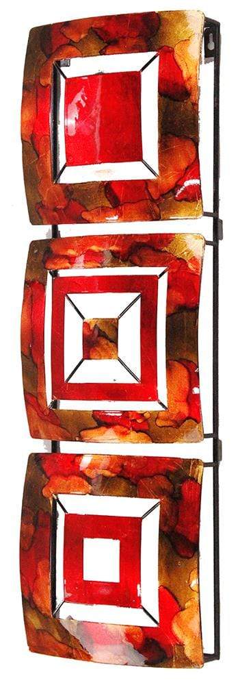 Walls Metal Wall Decor - 8" X 2'.75" X 25" Copper, Red And Gold Metal Vertical 3-Panel Metal Wall Decor HomeRoots