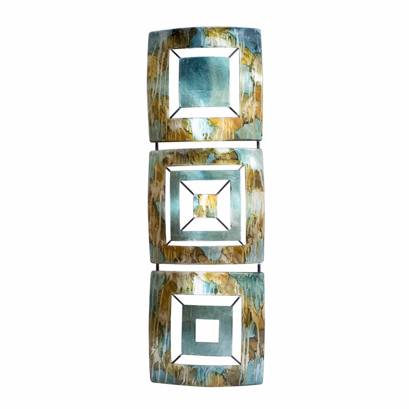 Walls Metal Wall Decor - 8" X 2'.75" X 25" Turquoise, Copper and Bronze Metal Vertical Panel Wall Decor HomeRoots