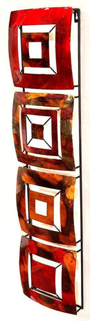 Walls Metal Wall Decor - 8" X 2'.75" X 32'.5" Gold, Red, Burgundy And Brown Metal Vertical Panel Wall Decor HomeRoots