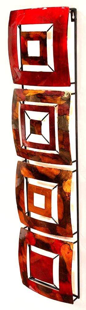 Walls Metal Wall Decor - 8" X 2'.75" X 32'.5" Gold, Red, Burgundy And Brown Metal Vertical Panel Wall Decor HomeRoots